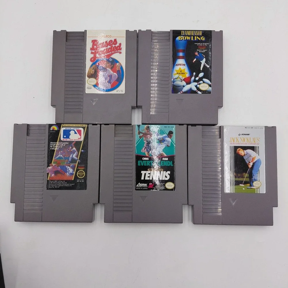 80s Vtg 5 NES Cartridge Game Lot Tested Sports Golf Baseball No Boxes Or Manuals